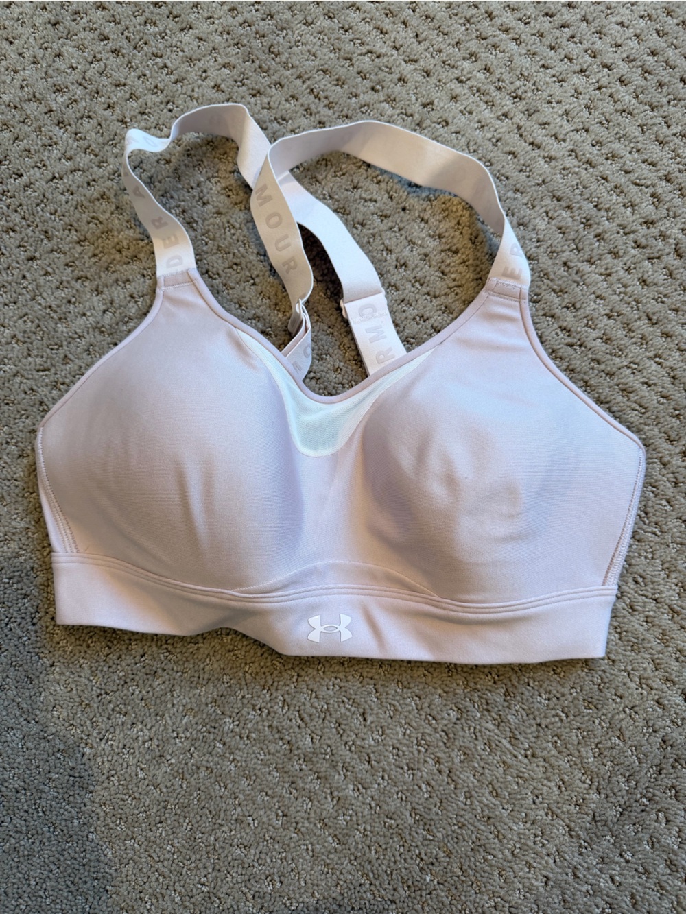 Under Armour Light Pink Sports Bra with White Logo